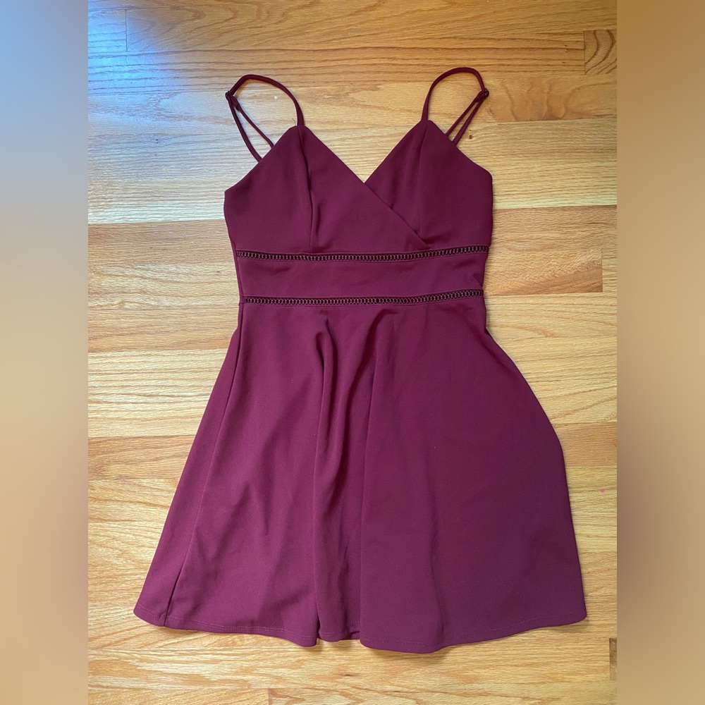 Francesca's Collections Red Spaghetti Strap A-Line Mini Dress